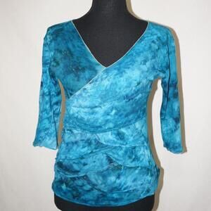 blue tie dye layered cotton top